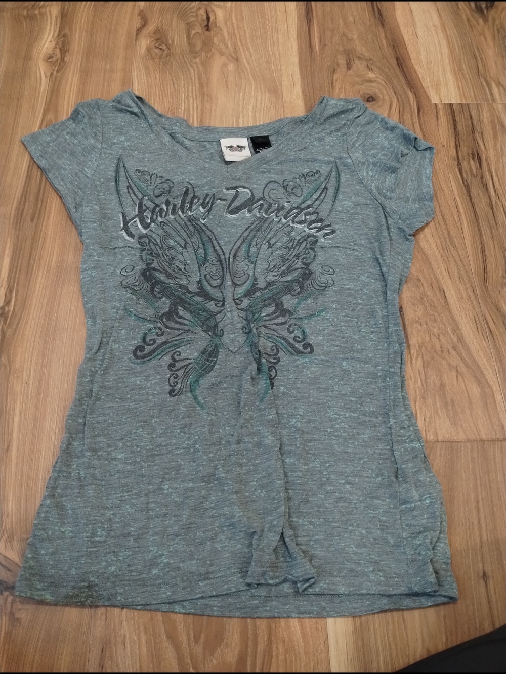 Harley-Davidson Teal Heather Short Sleeve Tee with Wing Graphic